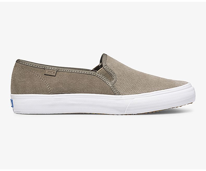 Keds Womens Olive Slip On Shoes - Keds Double Decker Suede Fall 674MQATJV